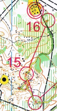Carte de la fin de course — relâchement sur la 15