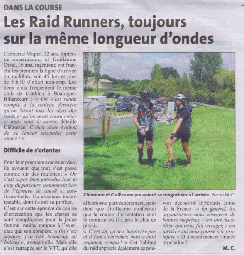 Article Dordogne Libre concernant Raid Runners